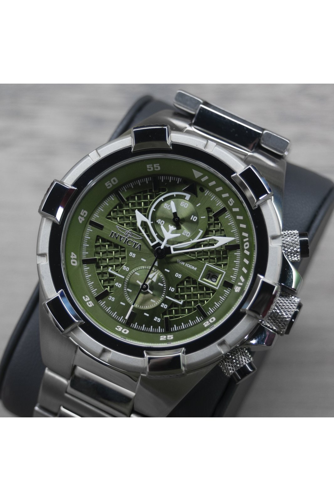 Invicta Aviator 49253 Férfi óra - Quartz szerkezet - Rozsdamentes acél zöld számlappal - 50 mm