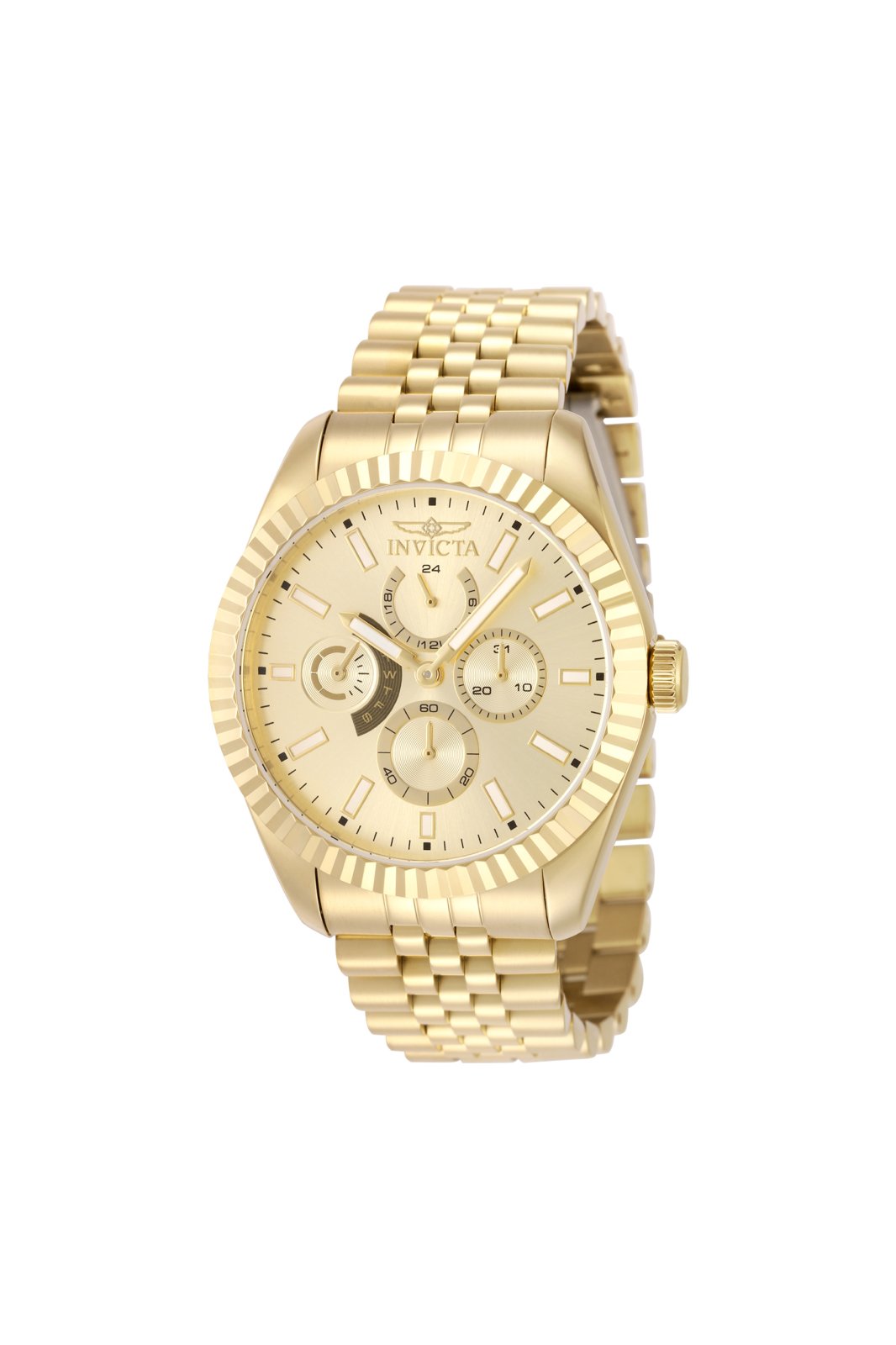 Invicta Specialty 49542 Мъжки часовник - Кварцов механизъм - Неръждаема стомана с златен циферблат - 43 mm