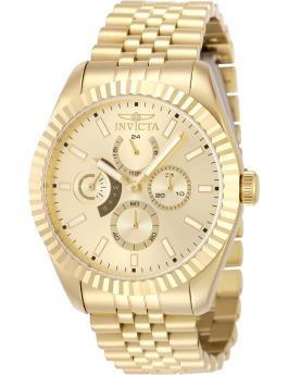 Invicta Specialty 49542 Мъжки часовник - Кварцов механизъм - Неръждаема стомана с златен циферблат - 43 mm