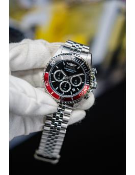 Invicta Pro Diver 49838 Herrenuhr - Quarzwerk - Edelstahl mit schwarzem Zifferblatt - 43 mm
