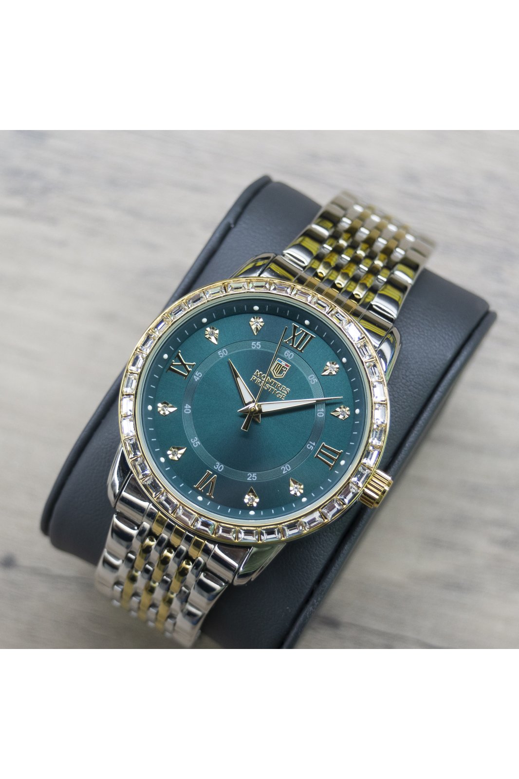 Montres Prestige Classic MPW-0242 pánské hodinky - Quartz strojek - Kov s zeleným ciferníkem - 45 mm
