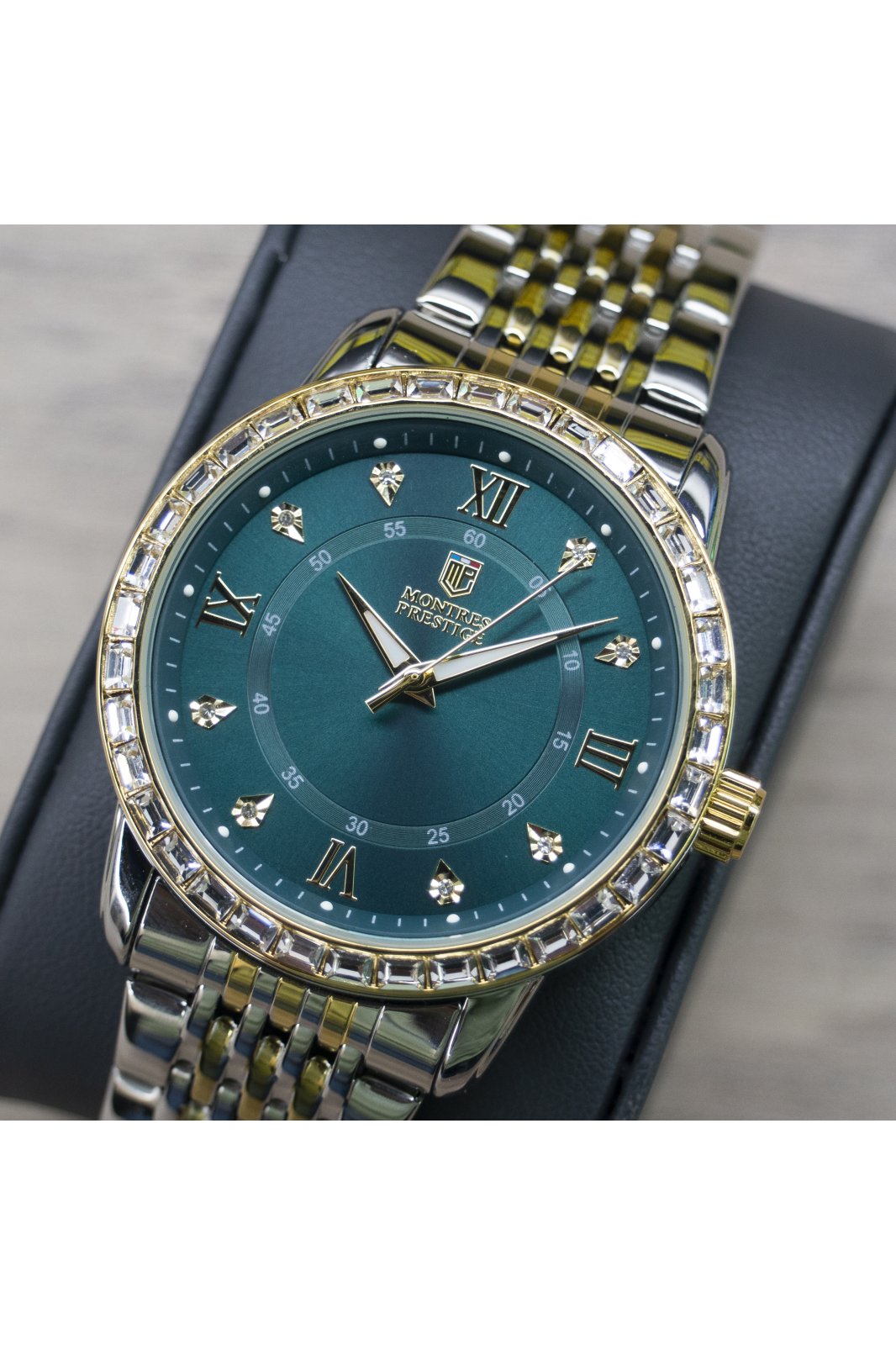 Montres Prestige Classic MPW-0242 pánské hodinky - Quartz strojek - Kov s zeleným ciferníkem - 45 mm