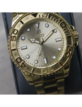 Montres Prestige Diver MPW-0262 Men's Watch - Quartz Movement - Metal with Gold Dial - 43 mm