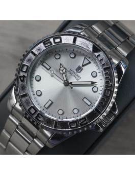 Montres Prestige Diver MPW-0266 Reloj de Hombre - Movimiento de Cuarzo - Metal con Esfera Plateada - 43 mm