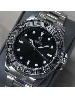 Montres Prestige Diver MPW-0267 Montre Homme - Mouvement à Quartz - Métal avec Cadran Noir - 43 mm