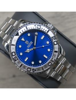 Montres Prestige Diver MPW-0268 Herrenuhr - Quarzwerk - Metall mit blauem Zifferblatt - 43 mm