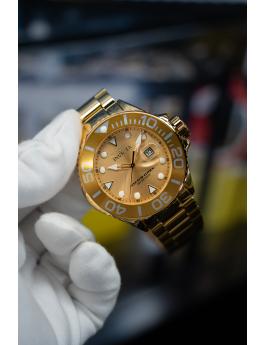 Invicta Grand Diver 48613 Reloj de Hombre - Movimiento de Cuarzo - Acero Inoxidable con Esfera Dorada - 52 mm - Edición Gold Rush