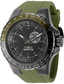 Invicta Aviator 49733 Herren Uhr - Quartz Bewegung - Edelstahl mit schwarzem Zifferblatt - 50 mm