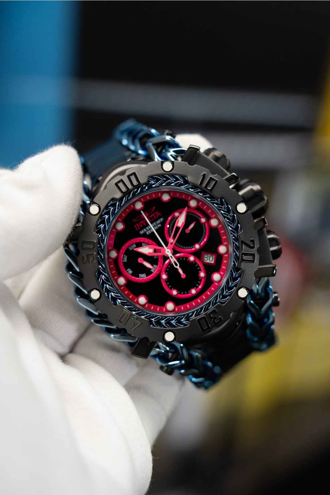 Invicta Gladiator 48611 Reloj de Hombre - Movimiento de Cuarzo - Acero Inoxidable con Esfera Rosa - 58 mm - Edición South Beach