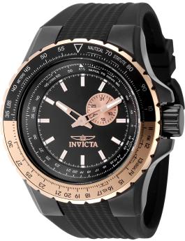 Invicta Aviator 49725 Herren Uhr - Quartz Bewegung - Edelstahl mit Schwarzem Zifferblatt - 50 mm