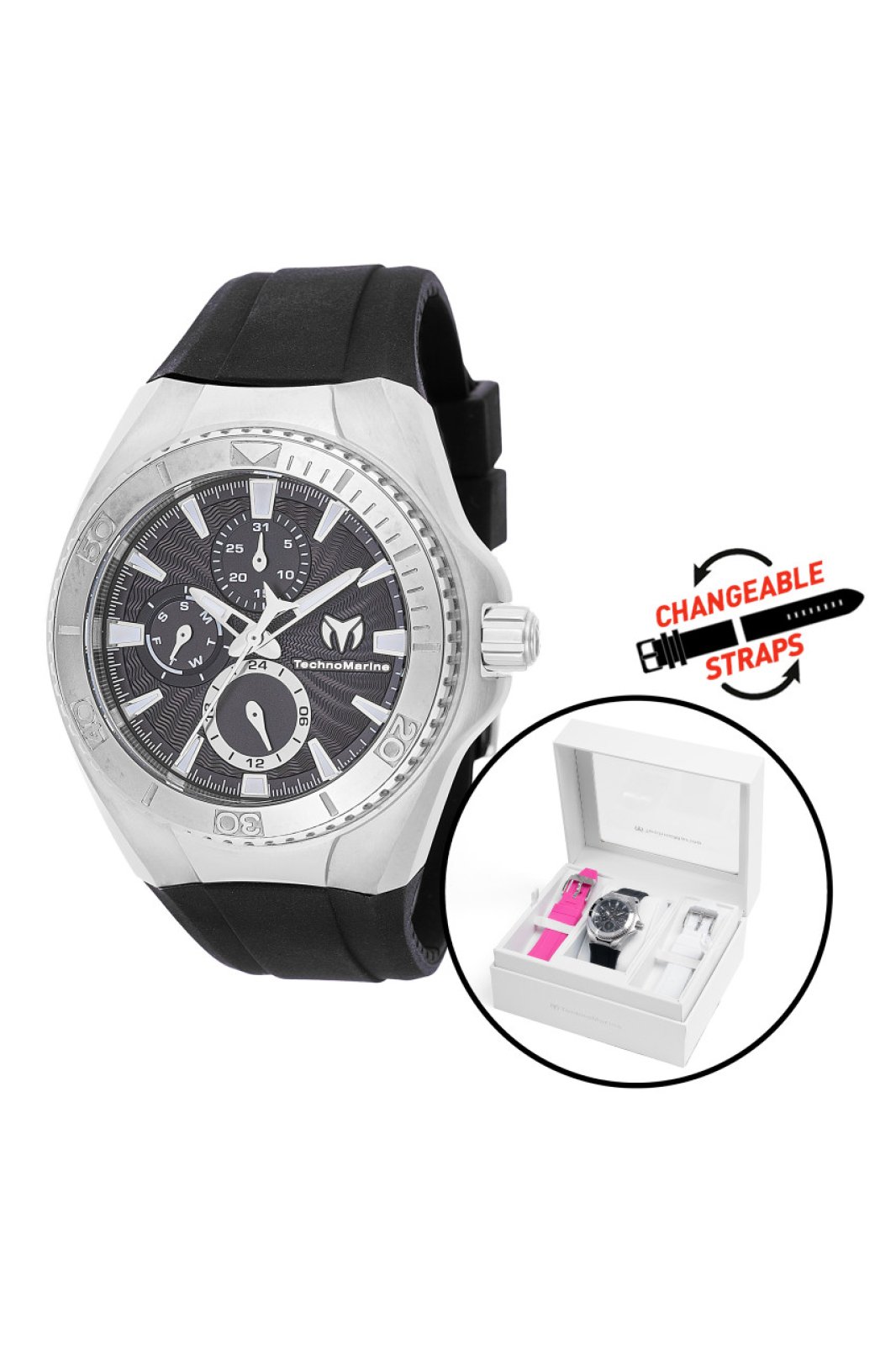 TechnoMarine Cruise TM-124021 Relógio Feminino - Movimento de Quartzo - Aço Inoxidável com Mostrador Preto - 40 mm