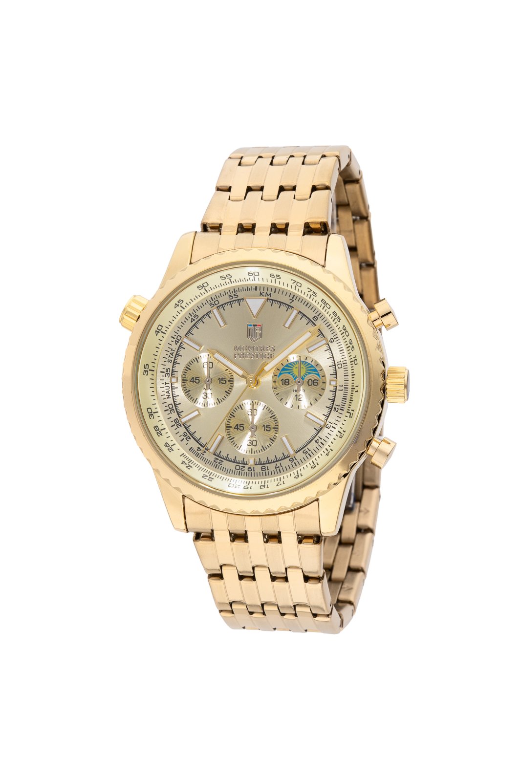 Montres Prestige Classic MPW-0312 Men's Watch - Quartz Movement - Metal with Gold Dial - 43 mm