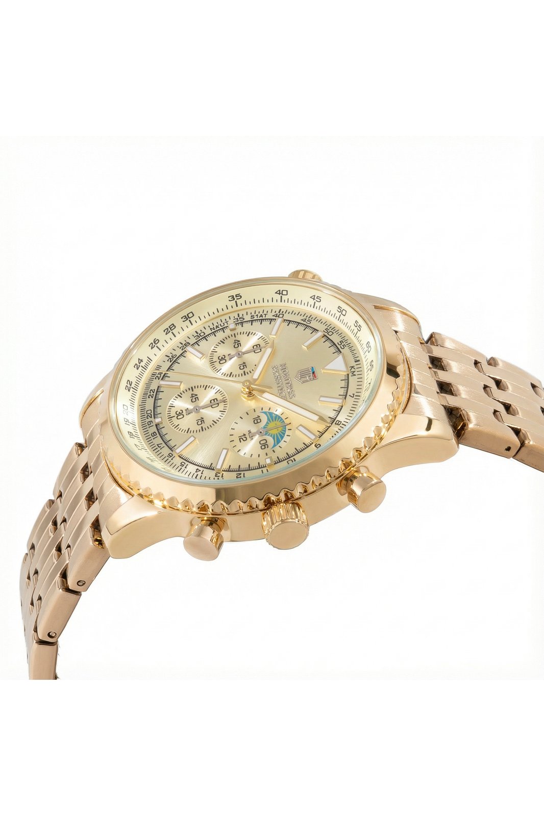 Montres Prestige Classic MPW-0312 Men's Watch - Quartz Movement - Metal with Gold Dial - 43 mm