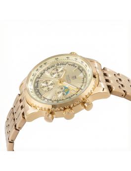 Montres Prestige Classic MPW-0312 Men's Watch - Quartz Movement - Metal with Gold Dial - 43 mm