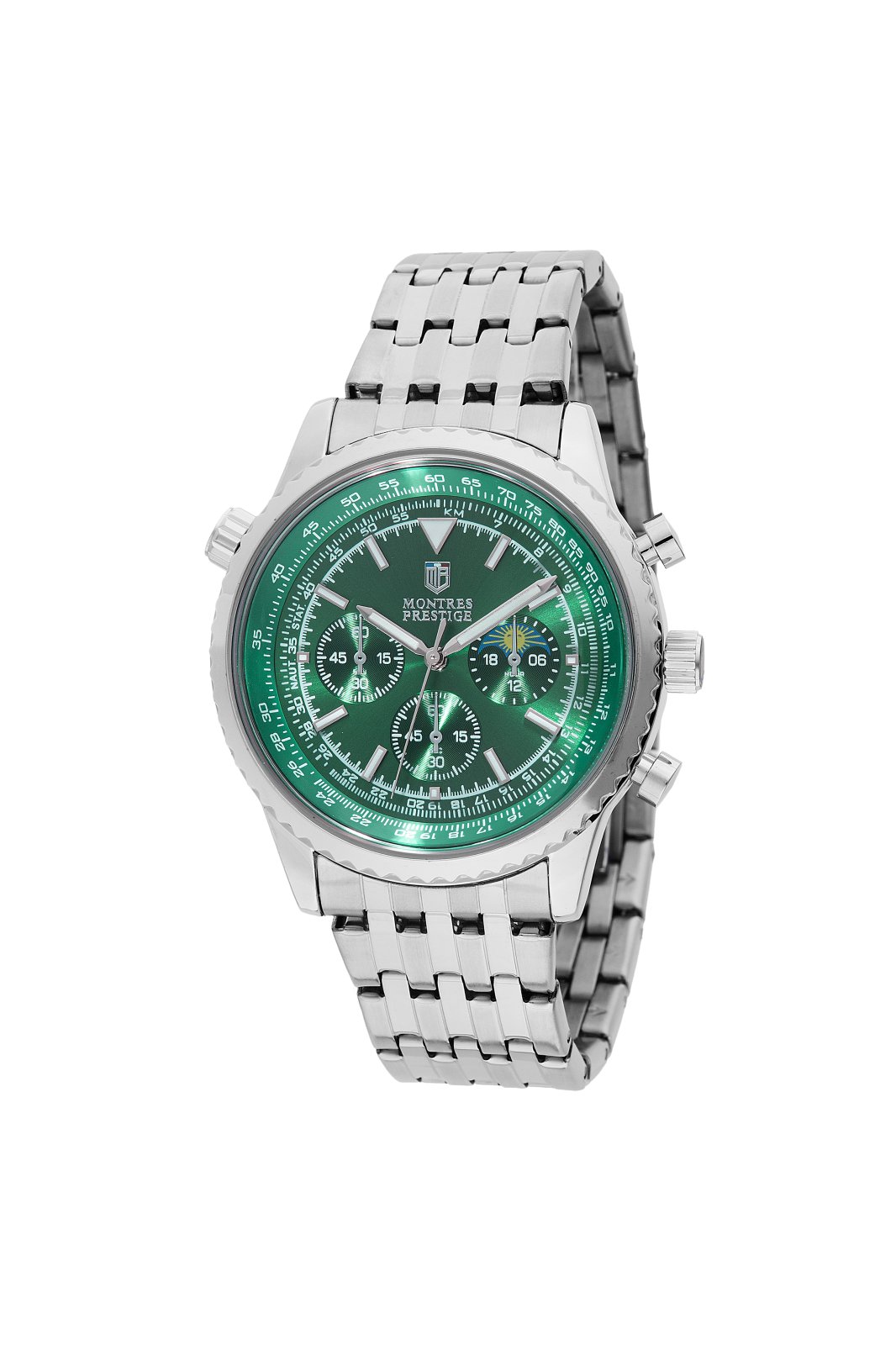Montres Prestige Classic MPW-0316 Men's Watch - Quartz Movement - Metal with Green Dial - 43 mm