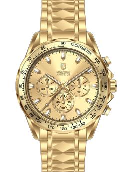 Montres Prestige Classic MPW-0332 Reloj de Hombre - Movimiento de Cuarzo - Metal con Esfera Dorada - 44 mm