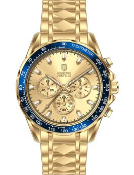 Montres Prestige Classic MPW-0336 Reloj de Hombre - Movimiento de Cuarzo - Metal con Esfera Dorada - 44 mm