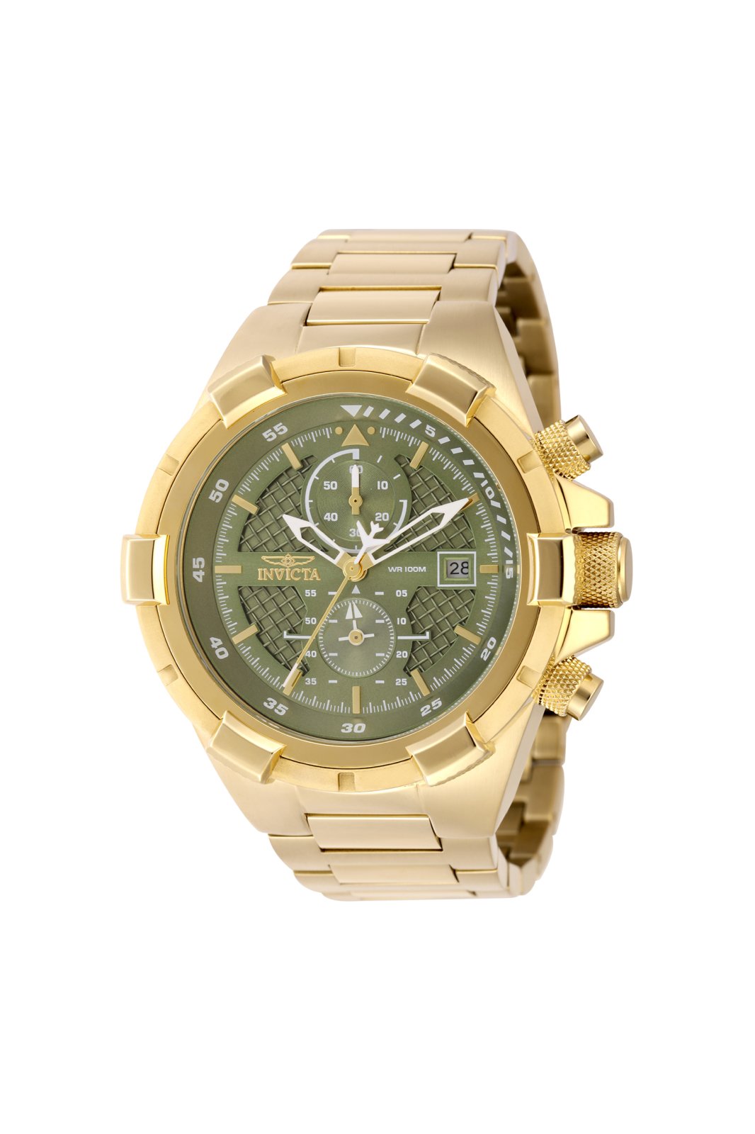 Invicta Aviator 49255 Herrenuhr - Quarzwerk - Edelstahl mit grünem Zifferblatt - 50 mm