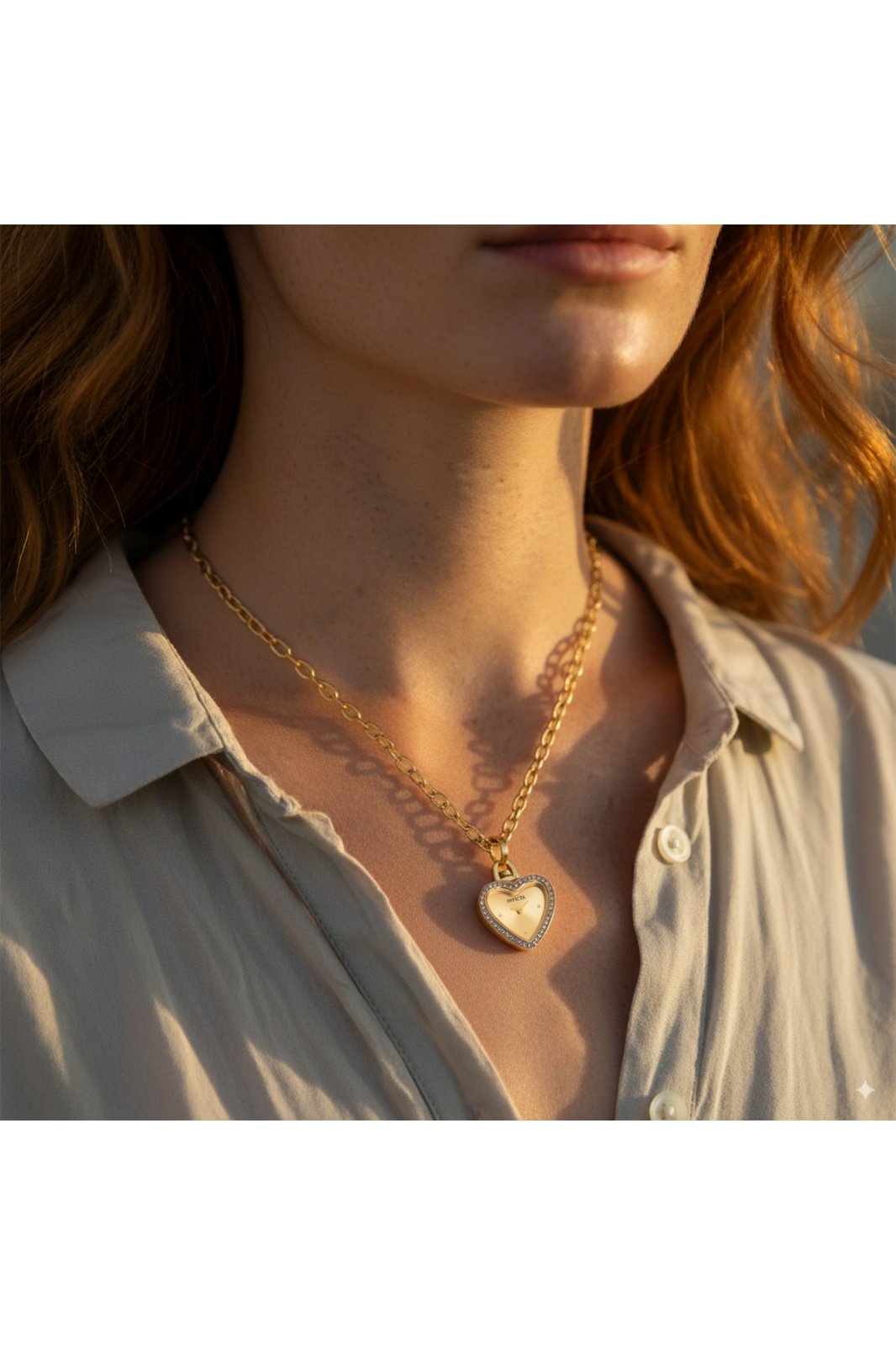Invicta Mini - Necklace 49938 Damenarmbanduhr - Quartz Movement - Edelstahl mit Gold Zifferblatt - 27 mm