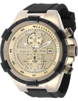 Invicta Aviator 50121 Herenhorloge - Quartz Uurwerk - Roestvrij Staal met Gouden Wijzerplaat - 51 mm