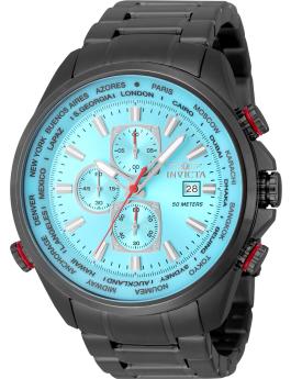Invicta Aviator 50498 Reloj para Hombre - Movimiento de Cuarzo - Acero Inoxidable con Esfera Azul - 50 mm