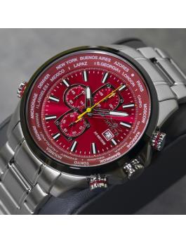 Invicta Aviator 50500 Herenhorloge - Quartz Uurwerk - Roestvrij Staal met Rode Wijzerplaat - 50 mm