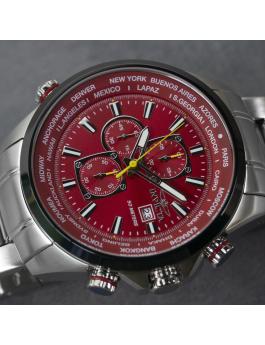 Invicta Aviator 50500 Relógio Masculino - Movimento Quartz - Aço Inoxidável com Mostrador Vermelho - 50 mm