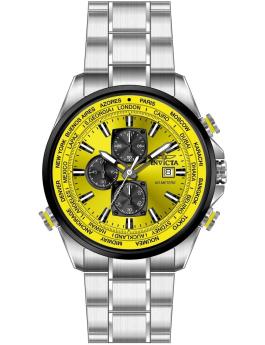 Invicta Aviator 50503 Reloj de Hombre - Movimiento de Cuarzo - Acero Inoxidable con Esfera Amarilla - 50 mm