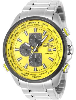 Invicta Aviator 50503 Reloj para Hombre - Movimiento de Cuarzo - Acero Inoxidable con Esfera Amarilla - 50 mm