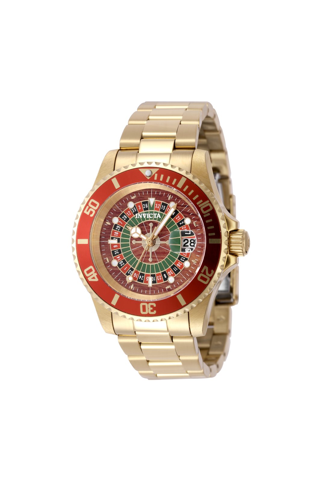 Invicta Pro Diver 50520 Herrklocka - Kvarts Urverk - Rostfritt Stål med Röd Urskiva - 40 mm