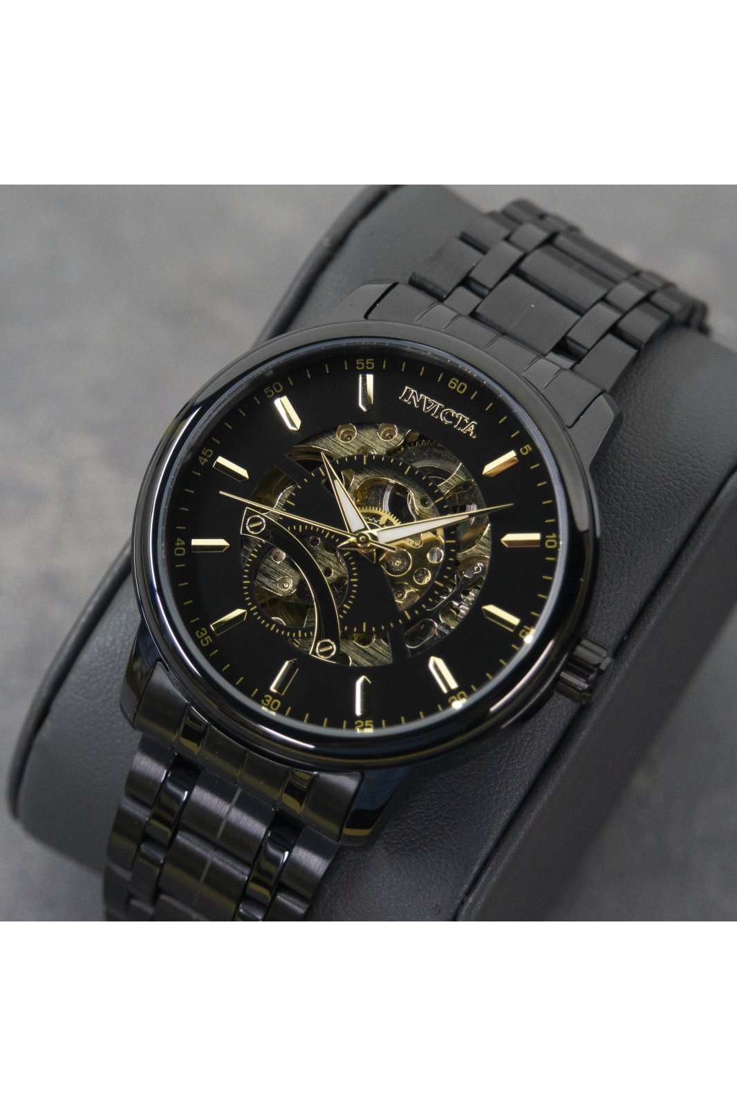 Invicta Objet D Art 69506 Herrenuhr - Automatikwerk - Edelstahl mit schwarzem Zifferblatt - 43 mm