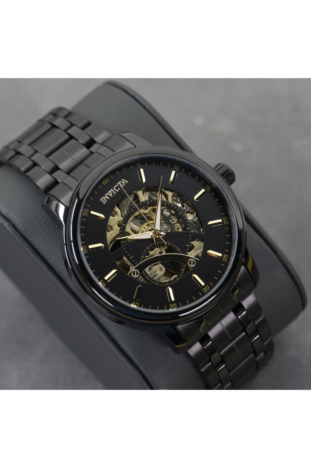 Invicta Objet D Art 69506 Herrenuhr - Automatikwerk - Edelstahl mit schwarzem Zifferblatt - 43 mm