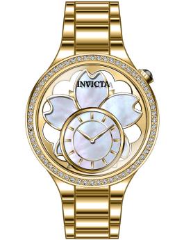 Invicta Wildflower 46754 Damenarmbanduhr - Quartz Uhrwerk - Edelstahl mit Perlmutt-Zifferblatt - 35 mm