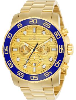 Invicta Pro Diver - SCUBA 22227 Herenhorloge - Quartz Uurwerk - Roestvrij Staal met Gouden Wijzerplaat - 50 mm