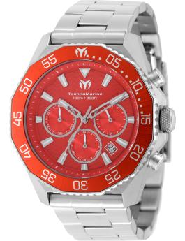TechnoMarine Mar Vivo TM-225091 Orologio da Uomo - Movimento al Quarzo - Acciaio Inossidabile con Quadrante Rosso - 44 mm