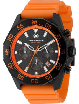 TechnoMarine Mar Vivo TM-225076 Herrenarmbanduhr - Quarzwerk - Edelstahl mit Schwarzem Zifferblatt - 44 mm