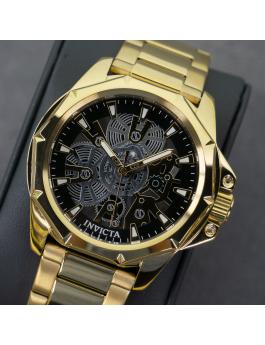 Invicta Objet D Art 50380 Herren Uhr - Quartz Bewegung - Edelstahl mit schwarzem Zifferblatt - 44 mm