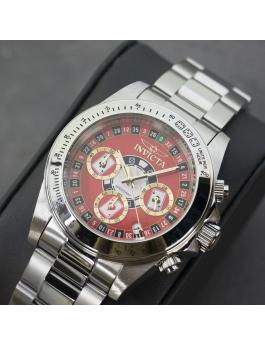 Invicta Speedway 50494 Orologio da Uomo - Movimento al Quarzo - Acciaio Inossidabile con Quadrante Rosso - 39 mm