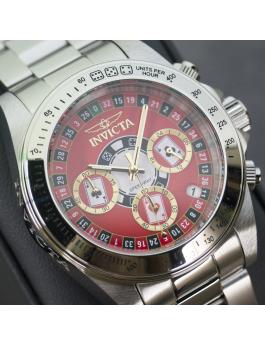Invicta Speedway 50494 Orologio da Uomo - Movimento al Quarzo - Acciaio Inossidabile con Quadrante Rosso - 39 mm