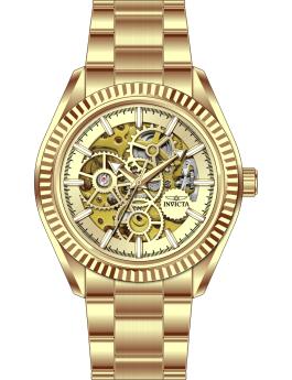 Invicta Objet D Art 69752 Herrenuhr - Automatikwerk - Edelstahl mit goldenem Zifferblatt - 43 mm