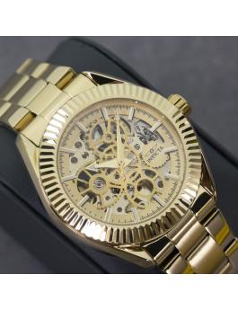 Invicta Objet D Art 69752 Herrenuhr - Automatikwerk - Edelstahl mit goldenem Zifferblatt - 43 mm