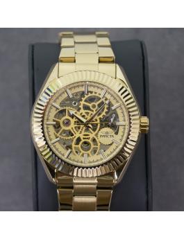 Invicta Objet D Art 69752 Herrenuhr - Automatikwerk - Edelstahl mit goldenem Zifferblatt - 43 mm