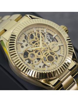Invicta Objet D Art 69752 Herrenuhr - Automatikwerk - Edelstahl mit goldenem Zifferblatt - 43 mm
