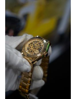 Invicta Objet D Art 69752 Herrenuhr - Automatikwerk - Edelstahl mit goldenem Zifferblatt - 43 mm