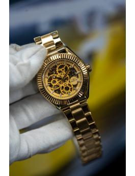 Invicta Objet D Art 69752 Herrenuhr - Automatikwerk - Edelstahl mit goldenem Zifferblatt - 43 mm