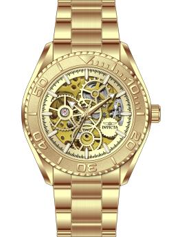 Invicta Objet D Art 69759 Herrenarmbanduhr - Automatisches Uhrwerk - Edelstahl mit goldenem Zifferblatt - 43 mm