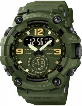 Activa DIGITAL ESSENTIALS ACW1637-007 Herenhorloge - Quartz Uurwerk - Plastic met Groene Wijzerplaat - 52 mm