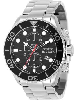 Invicta Pro Diver 50221 Men's Watch - Quartz Movement - Stainless Steel with Black Dial - 53 mm