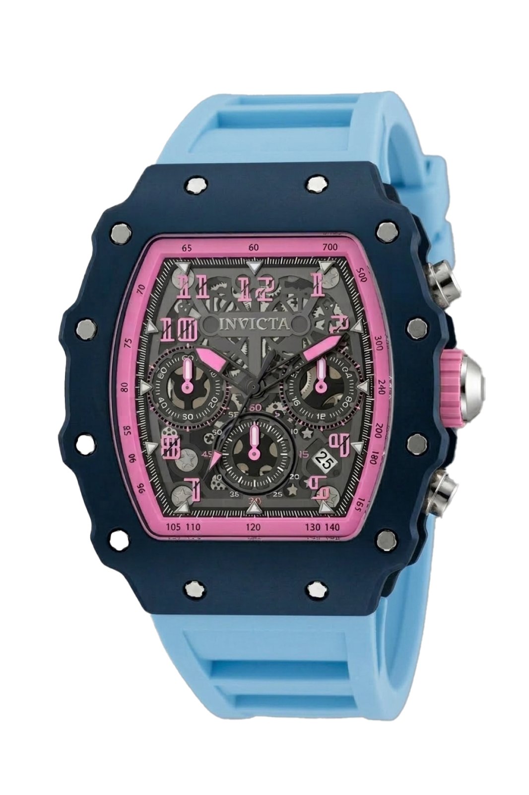 Invicta Racing 69734 Reloj de Hombre - Movimiento de Cuarzo - Acrílico con Esfera Plateada - 44 mm