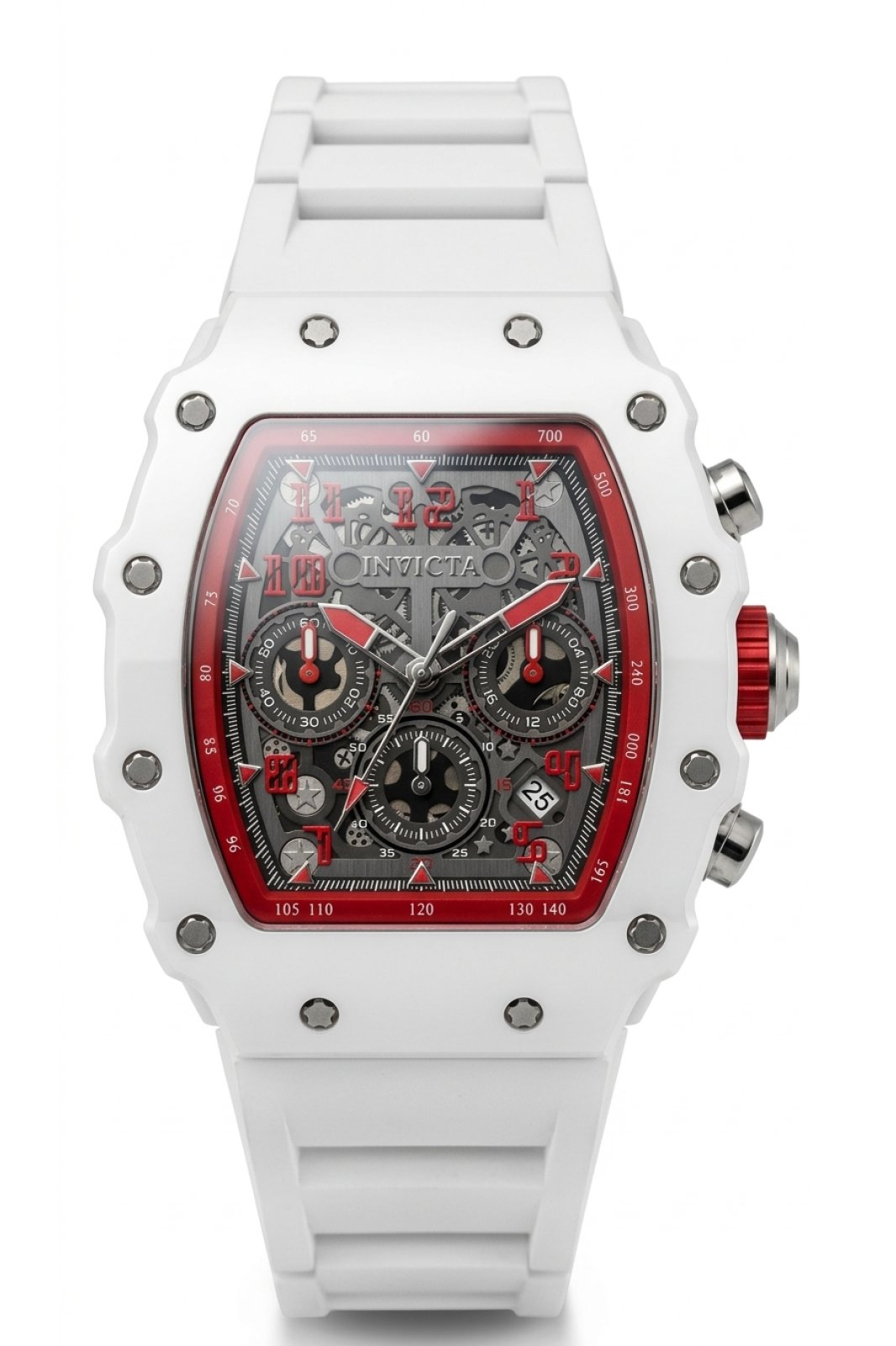 Invicta Racing 69738 Reloj de Hombre - Movimiento de Cuarzo - Acrílico con Esfera Plateada - 44 mm